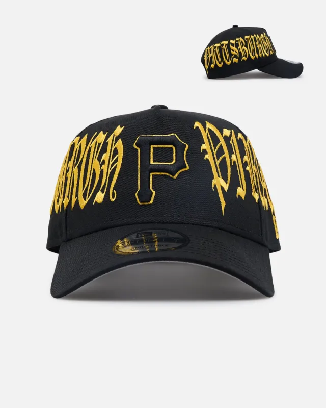 New Era Pittsburgh Pirates 'Goth Script' 9FORTY A-Frame Snapback Black/Gold sold by Culture Kings