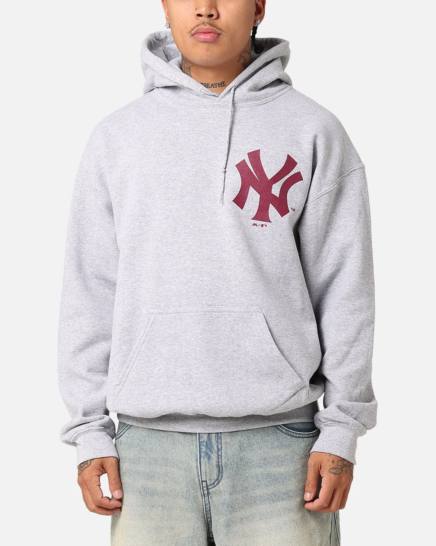 Majestic Athletic New York Yankees Wordmark Arch Hoodie Grey sold by Culture Kings product image thumbnail 2