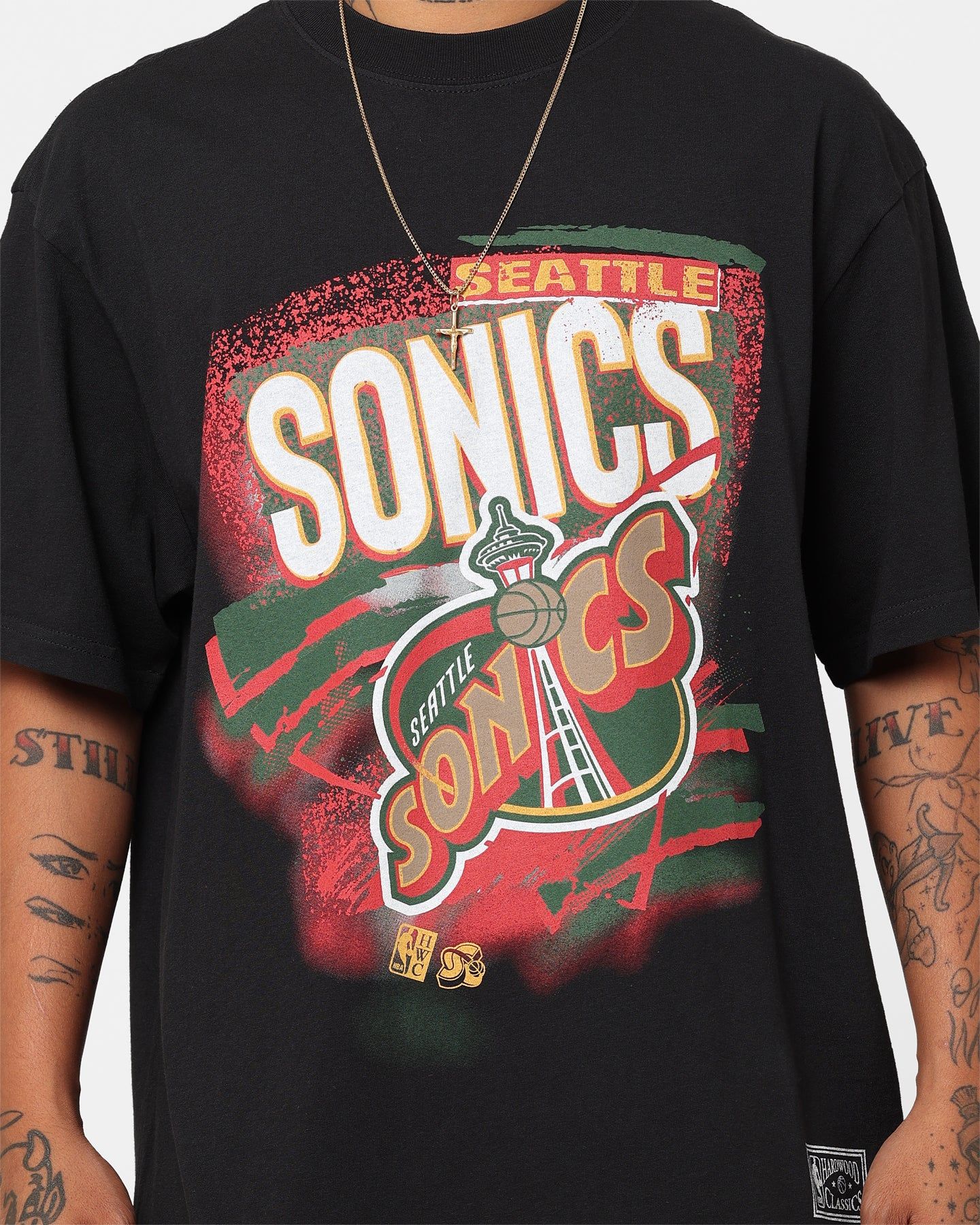 Mitchell & Ness Seattle Sonics Abstract T-Shirt Faded Black sold by Culture Kings product image thumbnail 3