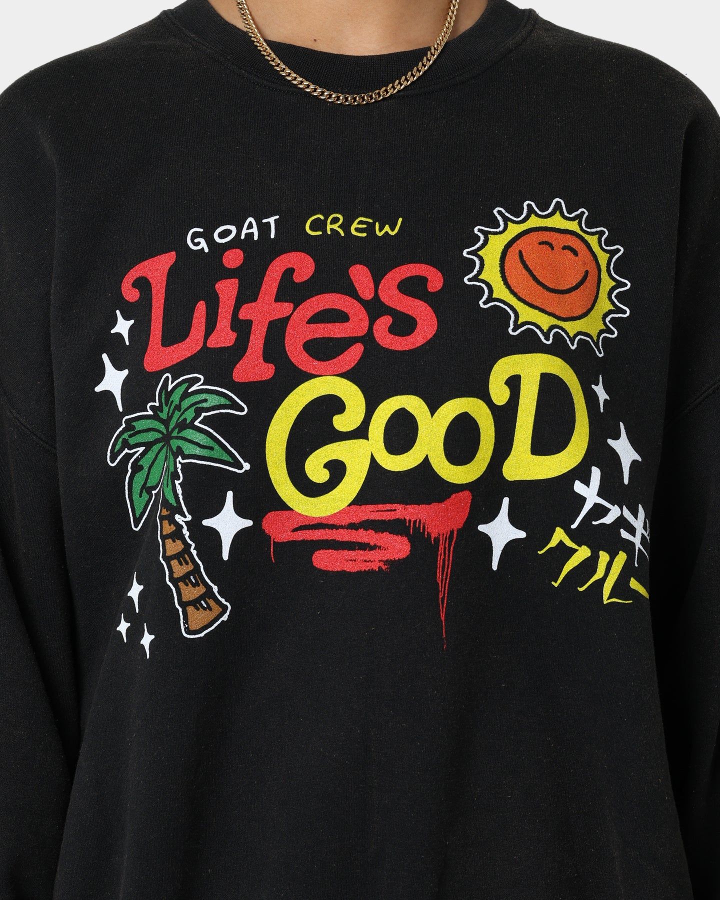 Goat Crew Life Is Good Vintage Crewneck Black sold by Culture Kings product image thumbnail 4