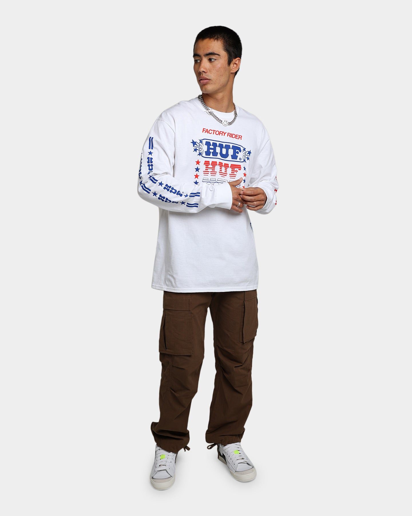 HUF Factory Rider Long Sleeve T-Shirt White sold by Culture Kings product image thumbnail 3