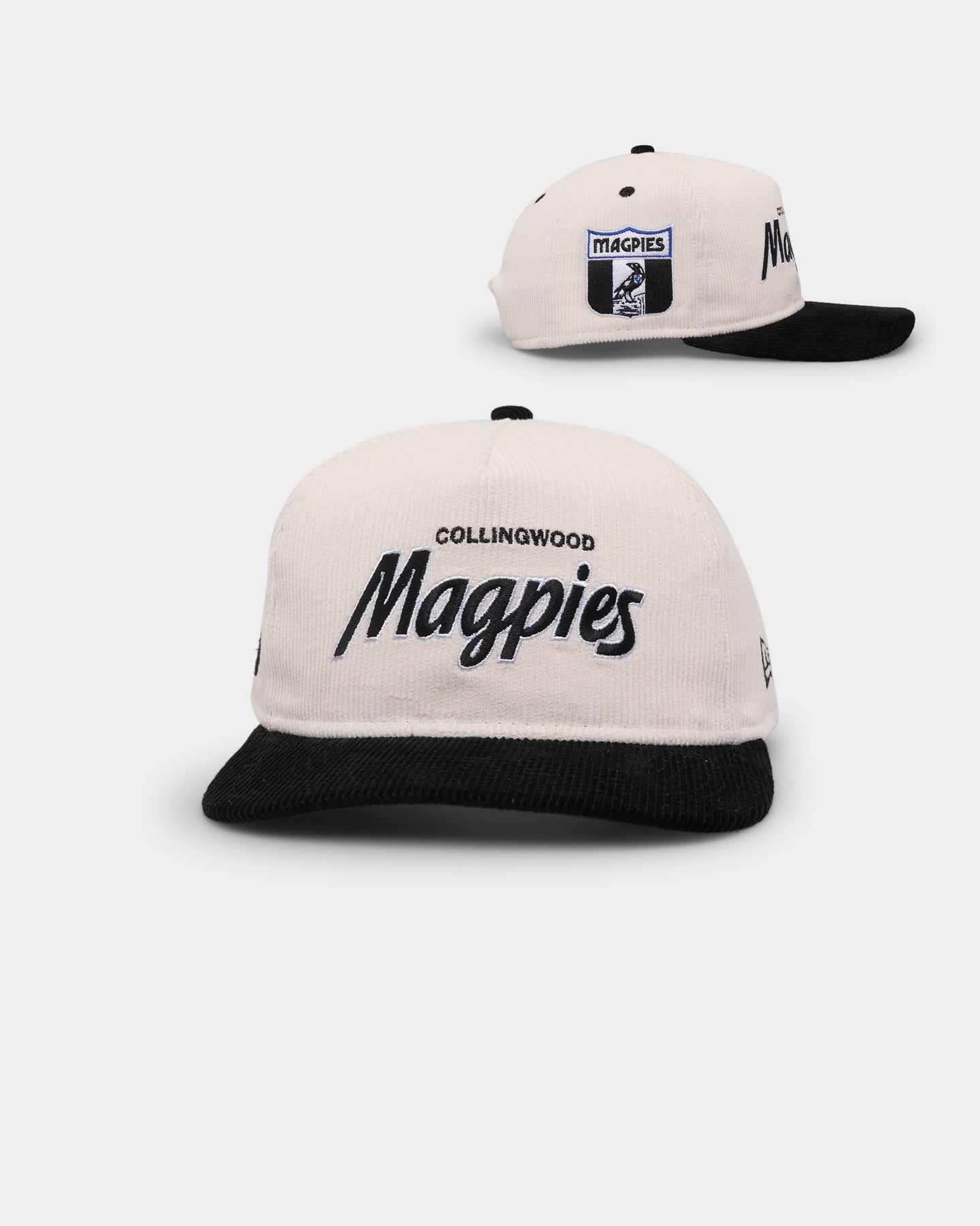 New Era Collingwood Magpies "AFL Cord Script" Golfer Snapback Chrome/OTC sold by Culture Kings