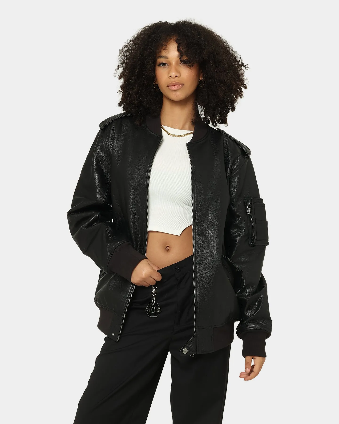 Saint Morta Staten Leather Bomber Jacket Black sold by Culture Kings