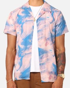 XXIII Distorted Button Up Shirt Pink/Blue sold by Culture Kings