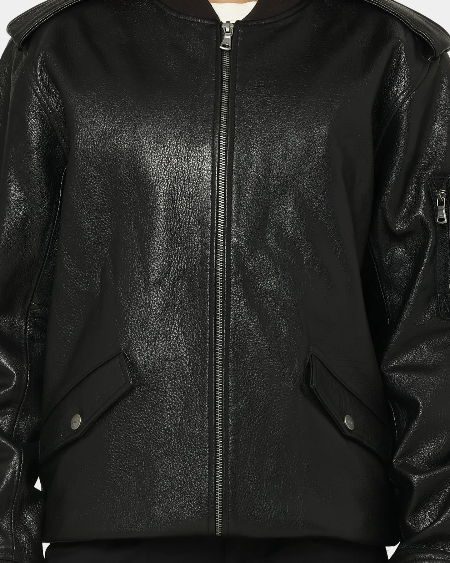 Saint Morta Staten Leather Bomber Jacket Black sold by Culture Kings product image thumbnail 3