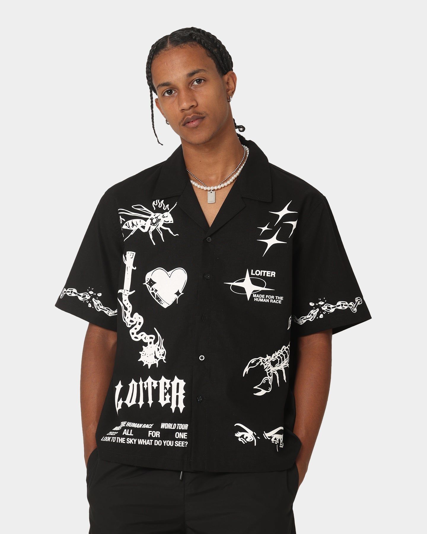 Loiter Tattoo Button Up Shirt Black sold by Culture Kings