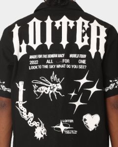 Loiter Tattoo Button Up Shirt Black sold by Culture Kings