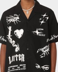 Loiter Tattoo Button Up Shirt Black sold by Culture Kings