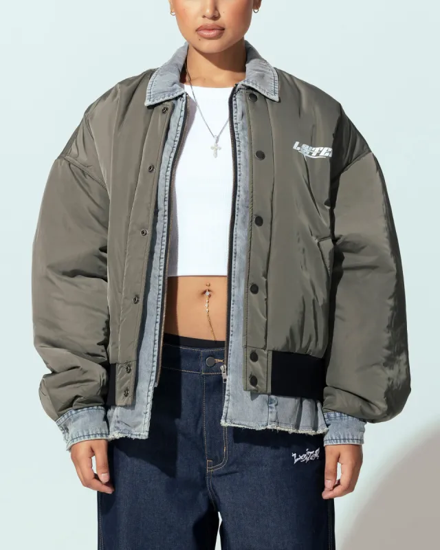Loiter Shadow Layered Bomber Jacket Khaki sold by Culture Kings