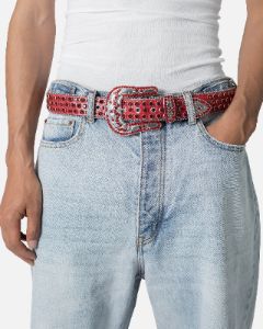 MNML All Over Rhinestone Studded Belt Red sold by Culture Kings