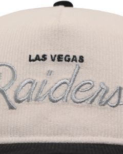 New Era Las Vegas Raiders 'Chrome Corduroy Throwback Script' Golfer Snapback Chrome White sold by Culture Kings