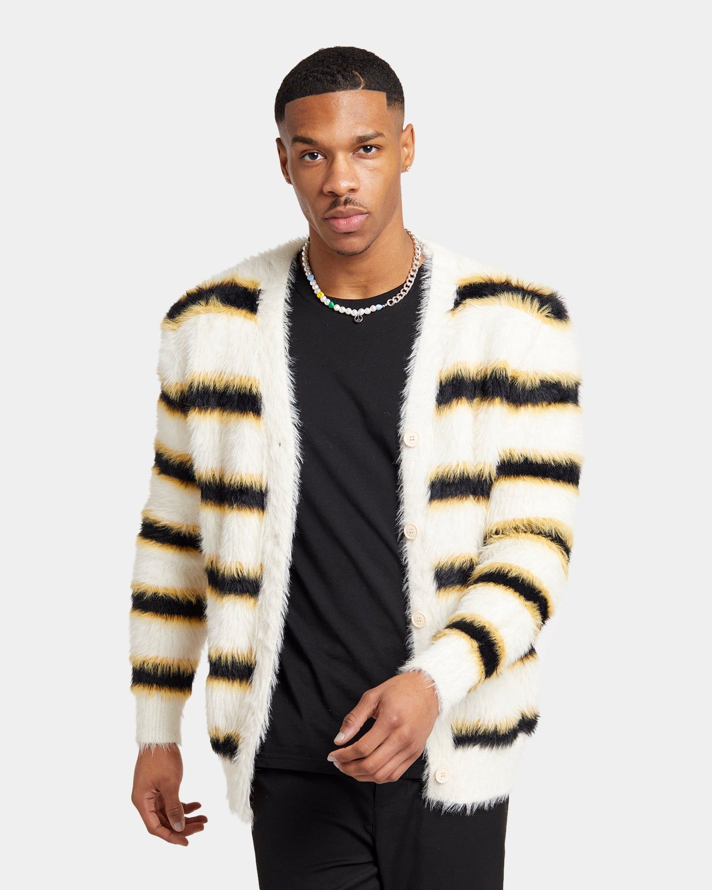 XXIII Tyler Stripe Cardigan White/Black/Yellow sold by Culture Kings