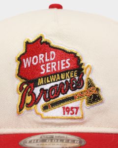 New Era Milwaukee Braves '1950s World Series Through The Decades' Golfer Snapback Chrome White sold by Culture Kings