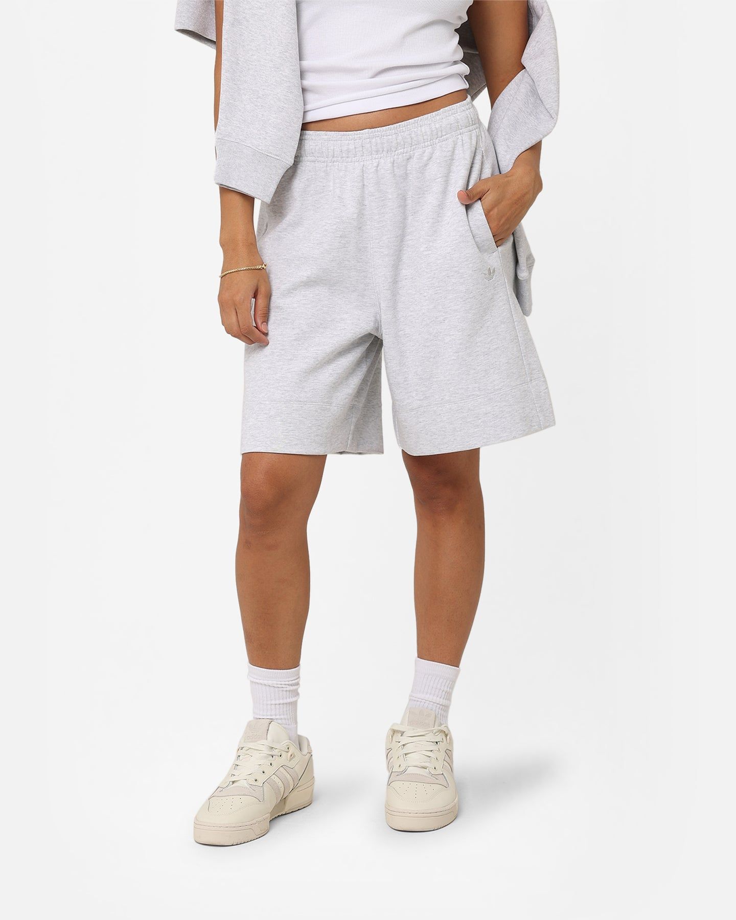 Adidas Women's Essentials Shorts Light Grey Heat sold by Culture Kings