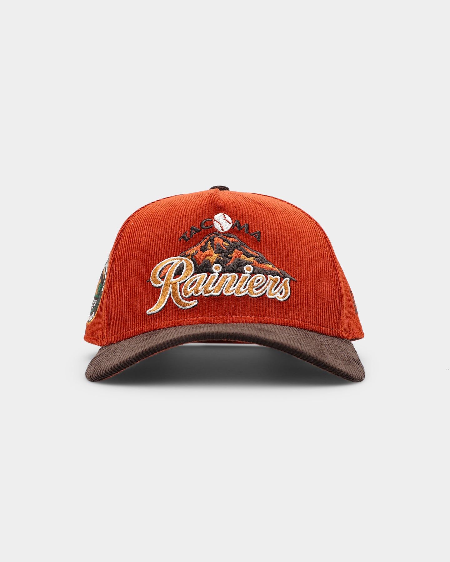 New Era Tacoma Rainiers 'Pumpkin Spice Corduroy' 9FORTY A-Frame Snapback Copper/Brown sold by Culture Kings