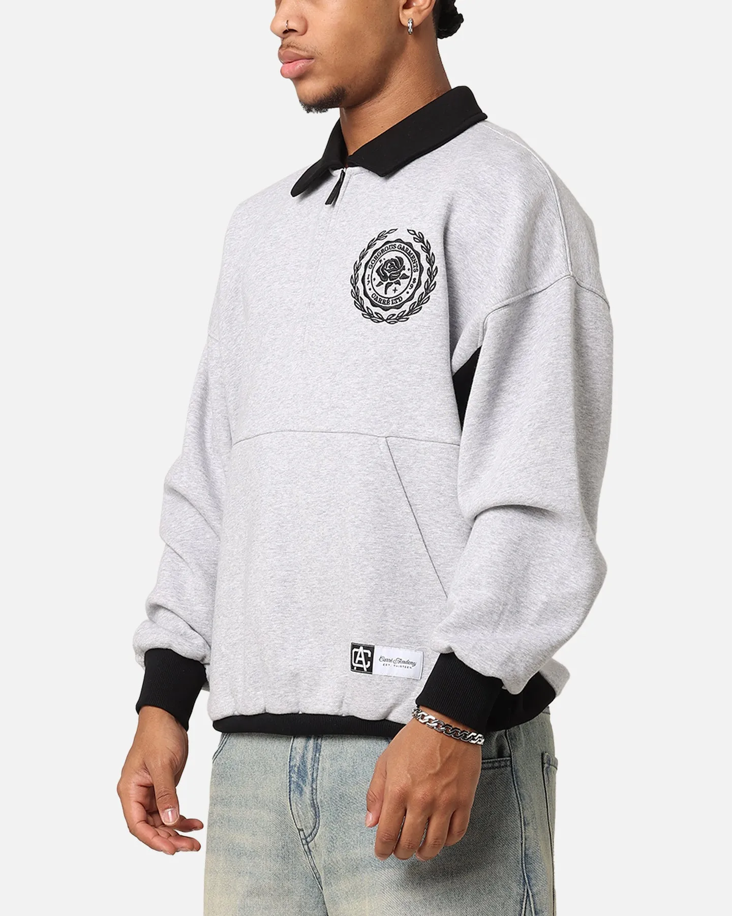 Carre Gorgeous Quater Zip Crewneck Sweater Light Marle sold by Culture Kings product image thumbnail 5