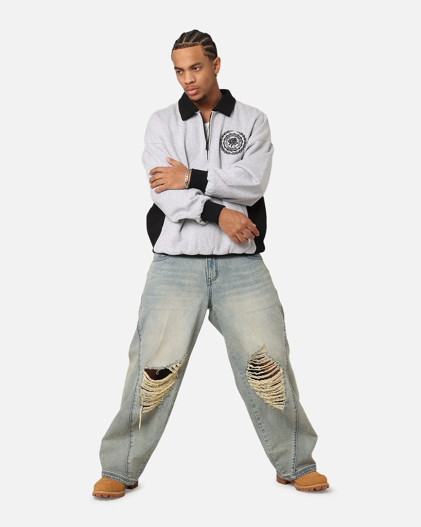 Carre Gorgeous Quater Zip Crewneck Sweater Light Marle sold by Culture Kings product image thumbnail 2