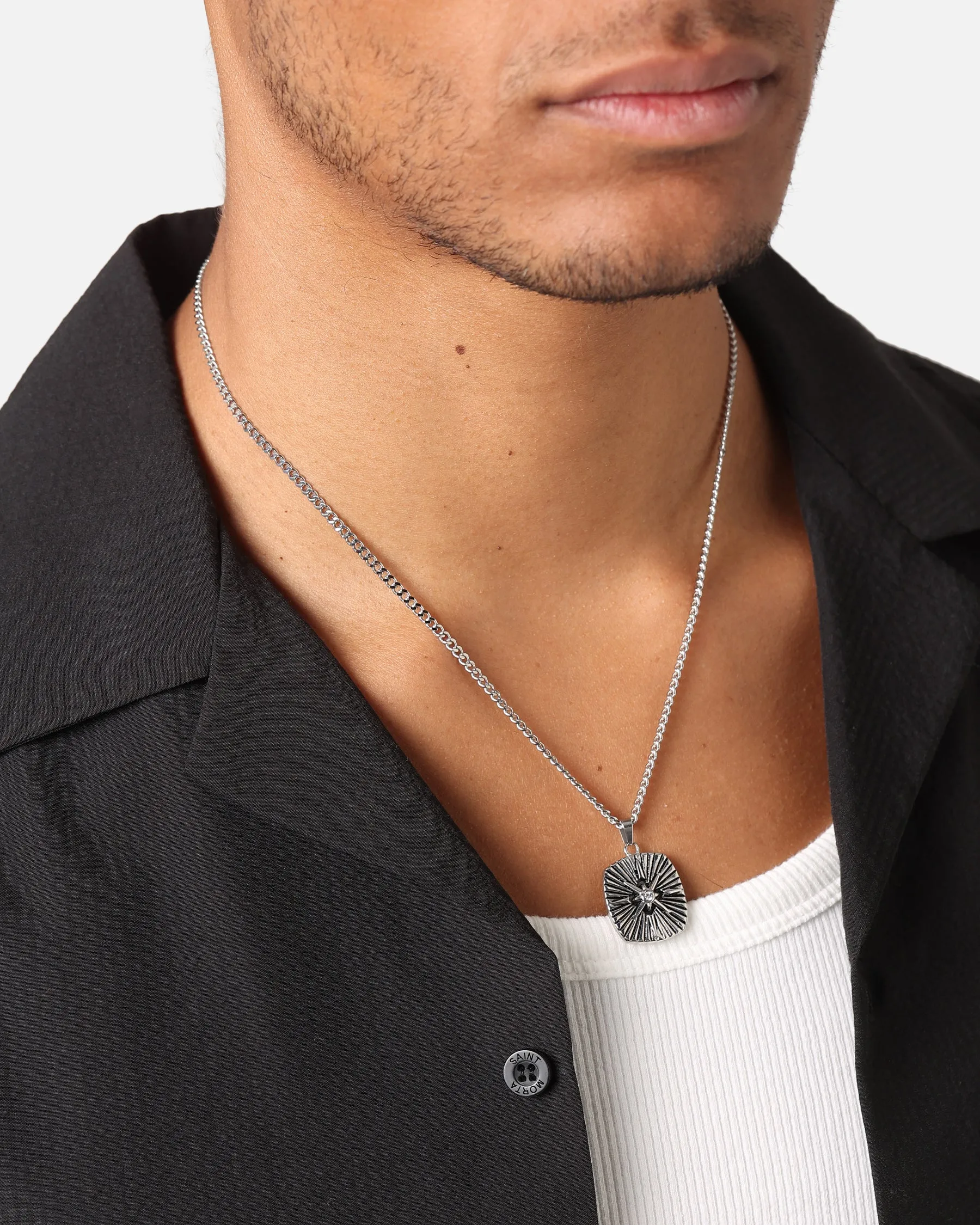 Saint Morta Aged Compass Necklace Stainless Steel sold by Culture Kings