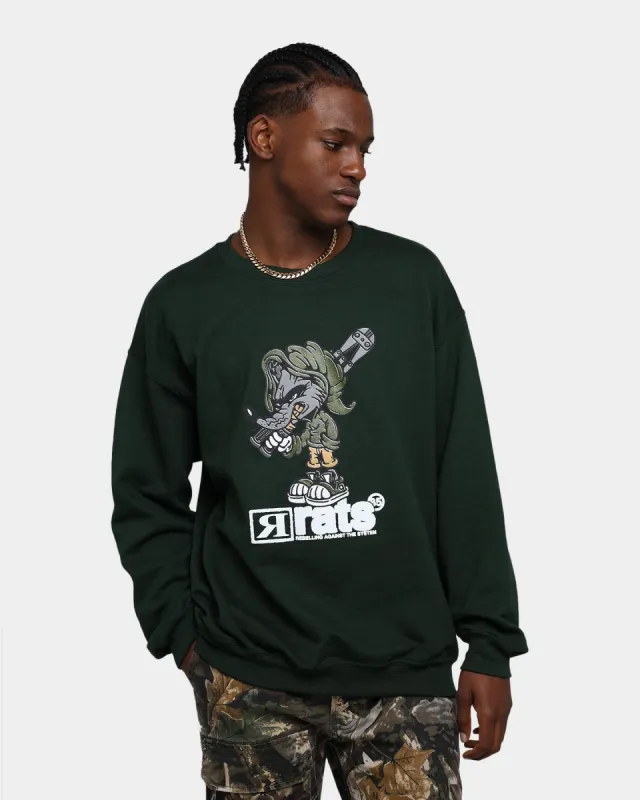 Rats Get Fat Ratman Crewneck Forest Green made by Culture Kings