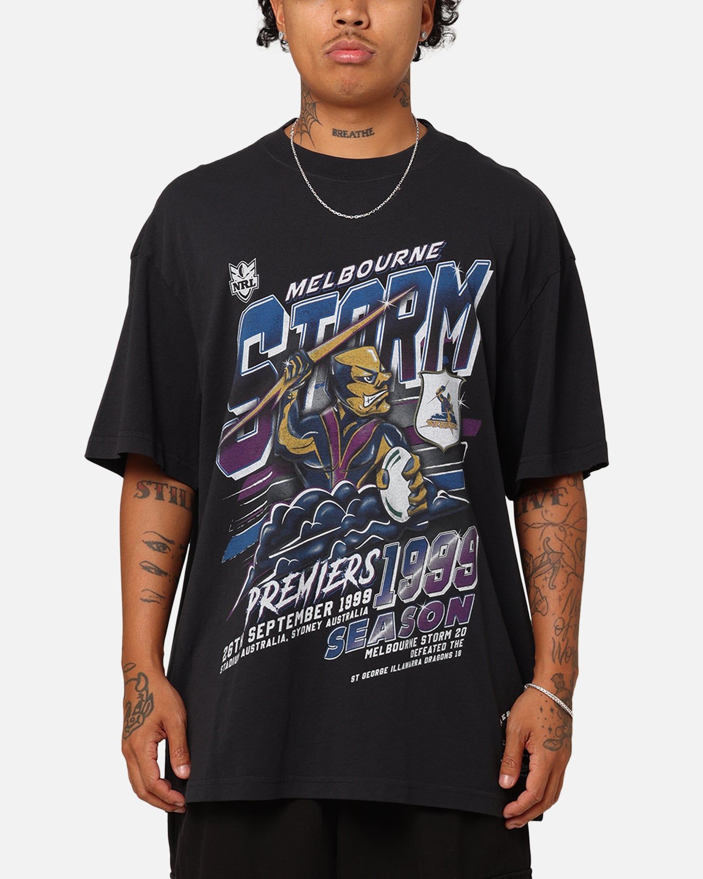 Mitchell & Ness Melbourne Storm Premiers 1999 Season T-Shirt Faded Black sold by Culture Kings