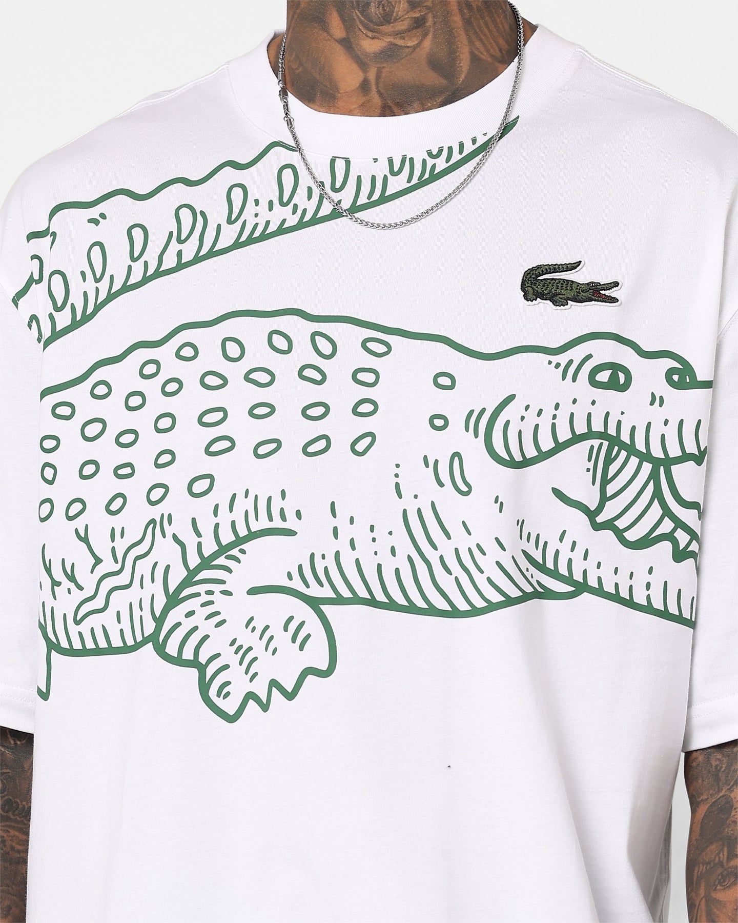 Lacoste Big Croc Loose Fit T-Shirt White sold by Culture Kings product image thumbnail 3