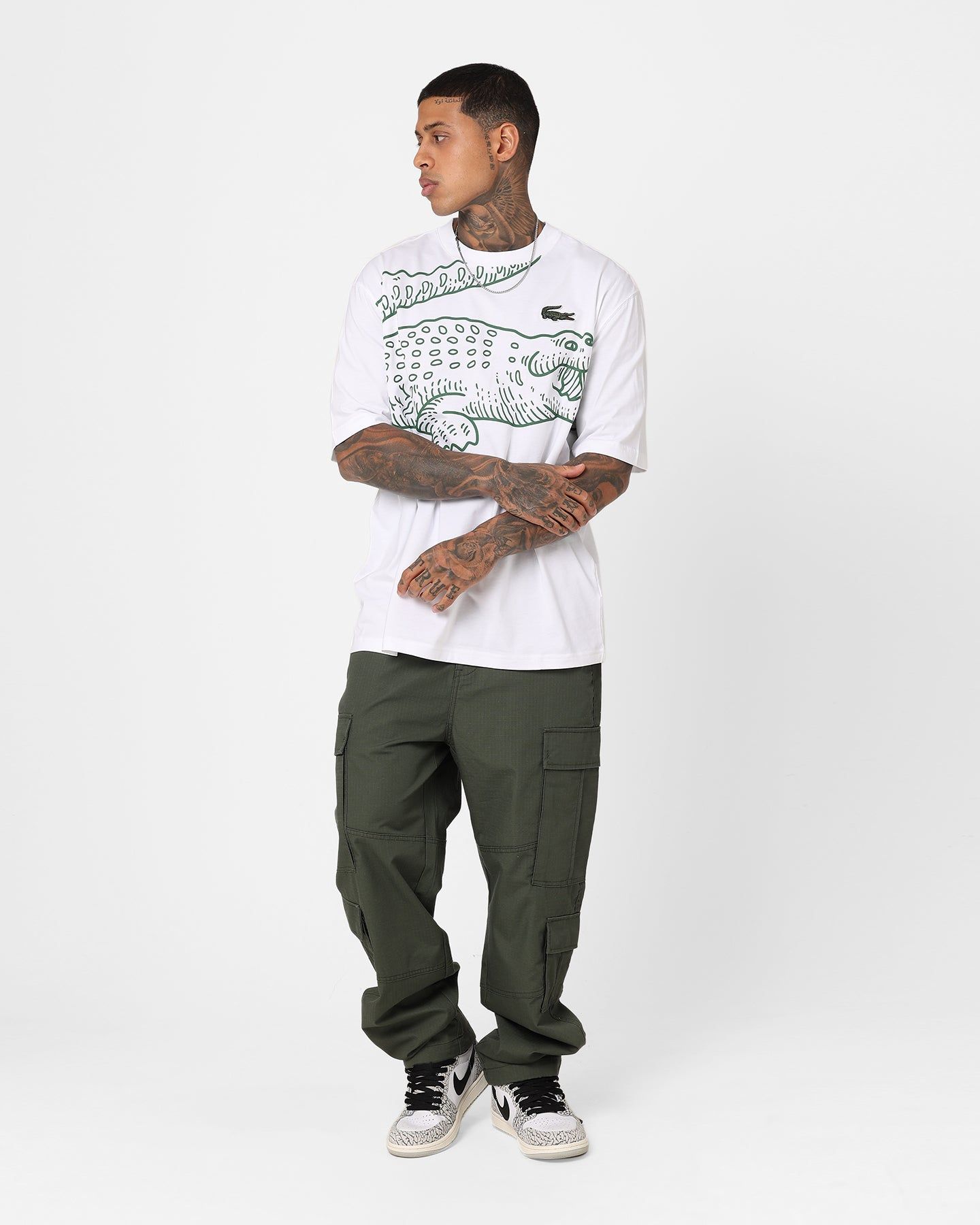 Lacoste Big Croc Loose Fit T-Shirt White sold by Culture Kings product image thumbnail 2