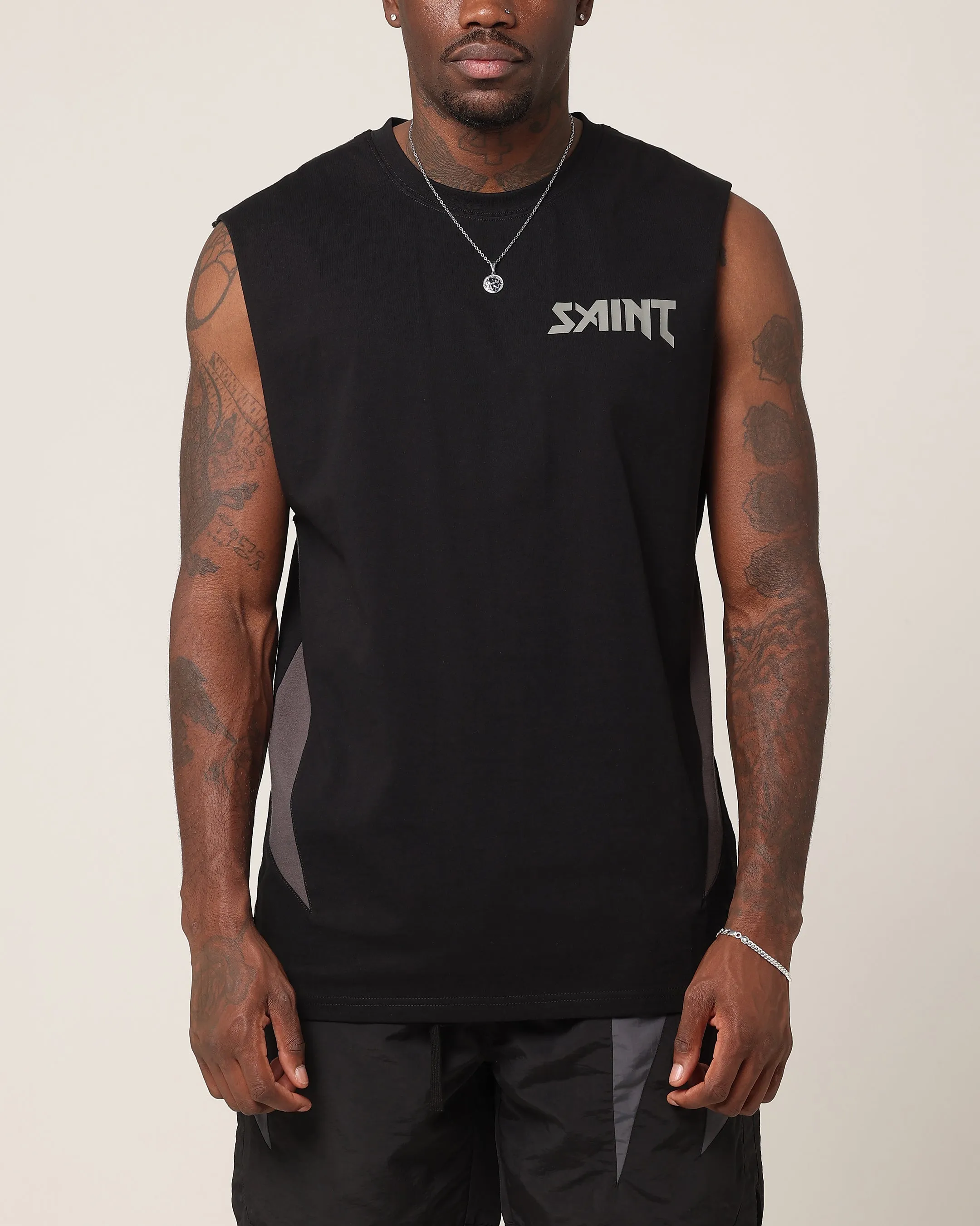 Saint Morta Rage Oversized Muscle T-Shirt Black/Grey sold by Culture Kings