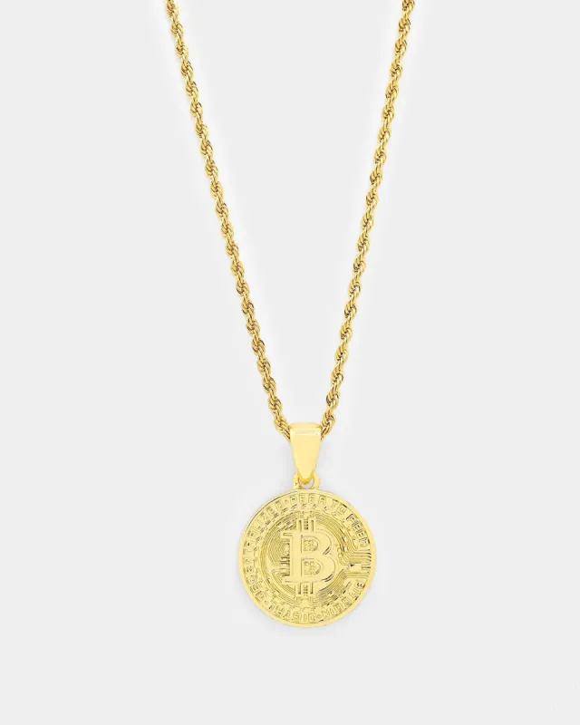 Goat Crew Bitcoin Pendant Necklace Gold made by Culture Kings