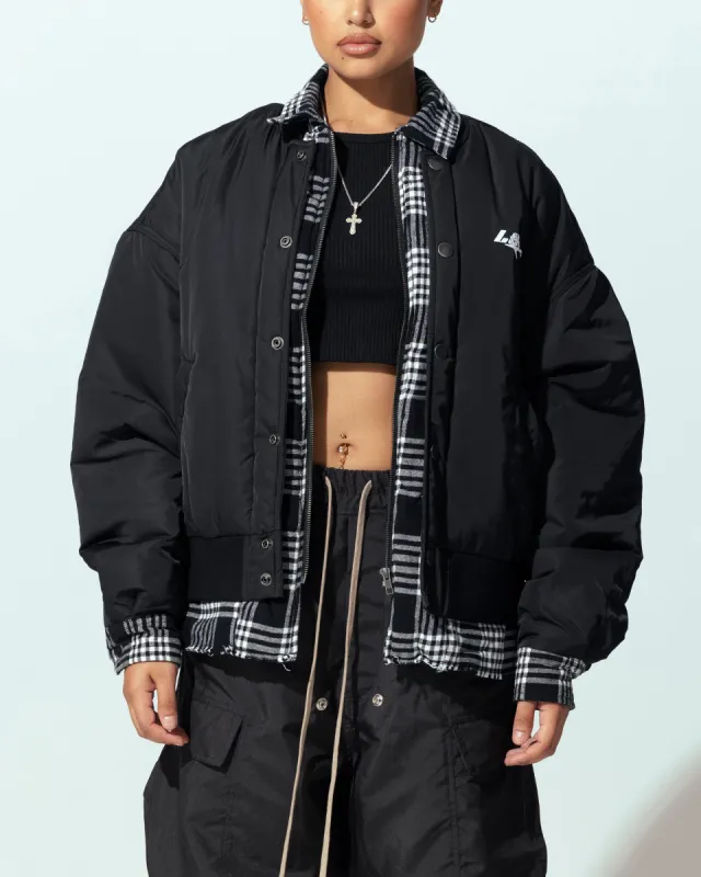 Loiter Shadow Layered Bomber Jacket Black sold by Culture Kings