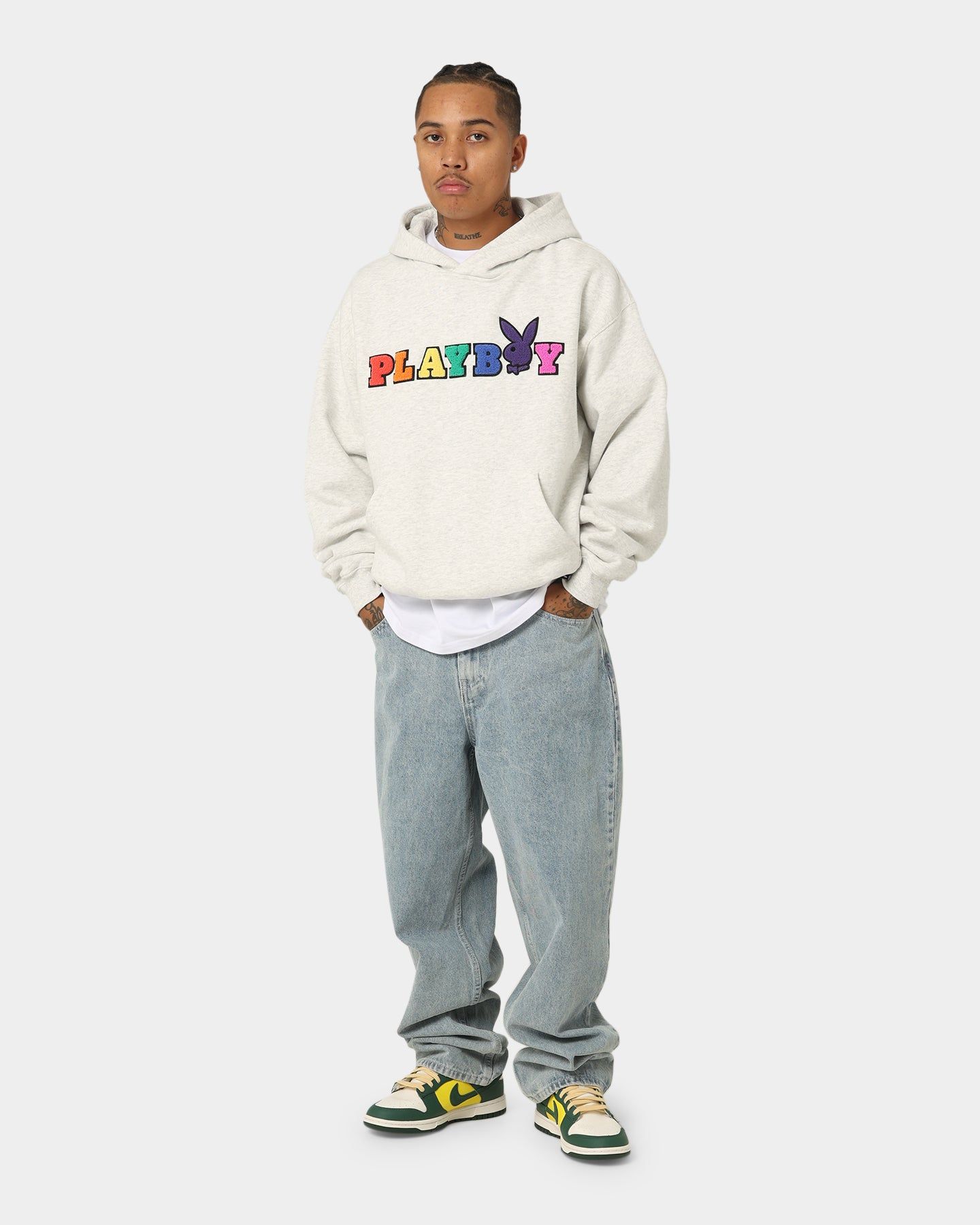 Playboy By CK Chenille Wordmark Hoodie Ash sold by Culture Kings product image thumbnail 2