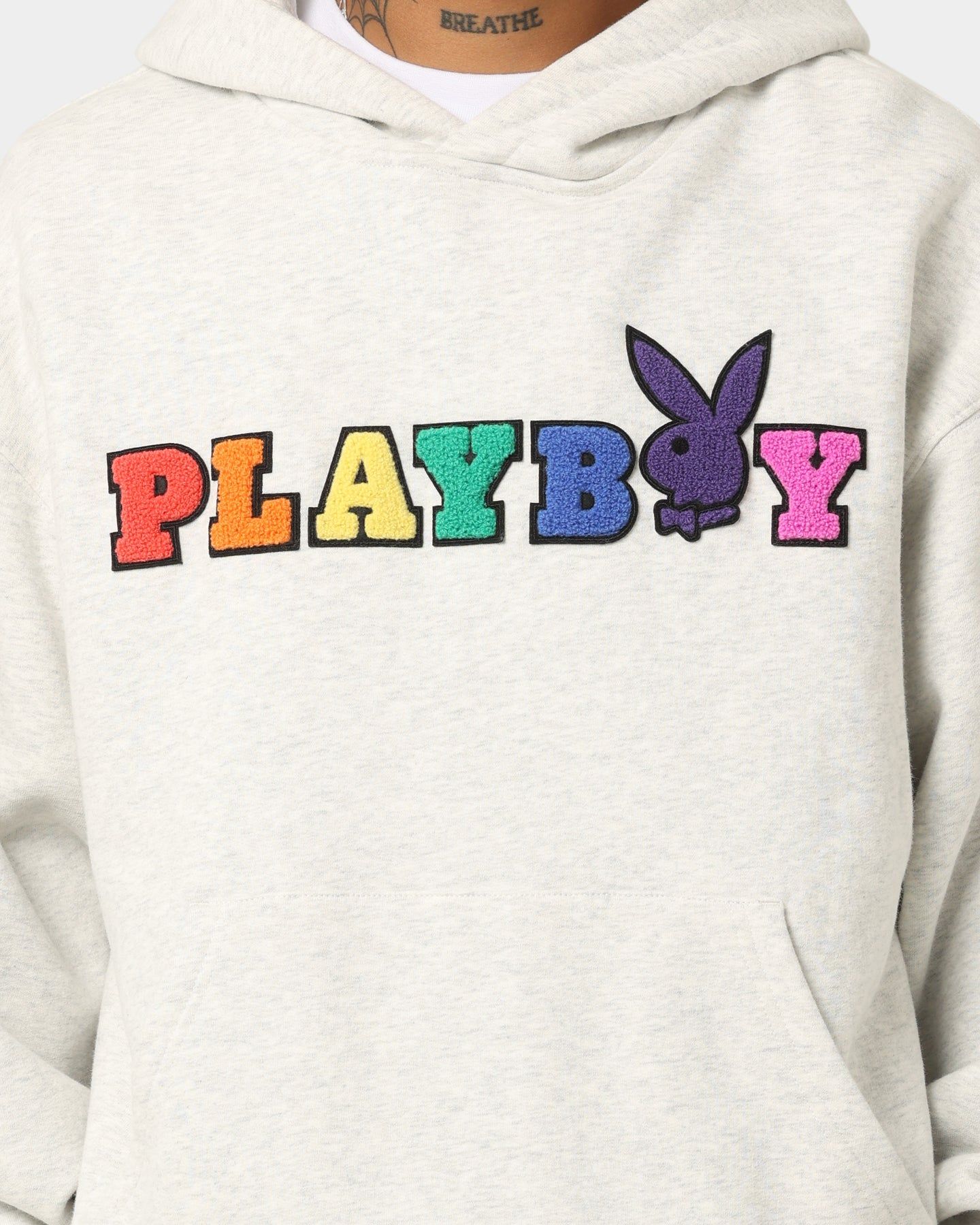 Playboy By CK Chenille Wordmark Hoodie Ash sold by Culture Kings product image thumbnail 3