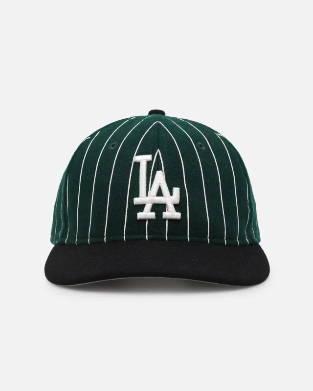 New Era Los Angeles Dodgers 9FIFTY Retro Melton Pinstripe Strapback Dark Green/Black sold by Culture Kings