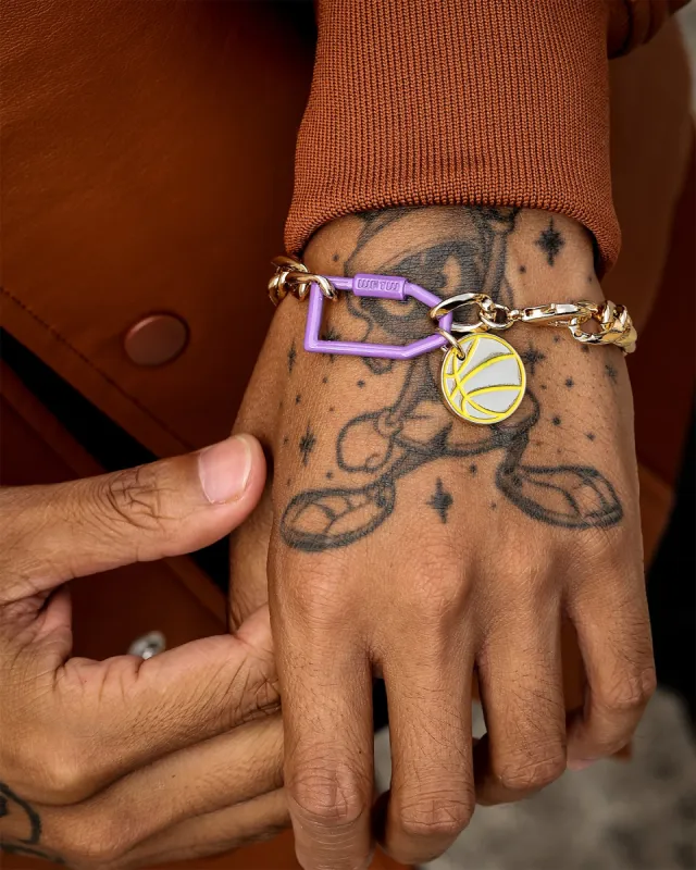 Wild for the Weekend Slam Dunk Basketball Bracelet Purple/Yellow/Gold sold by Culture Kings