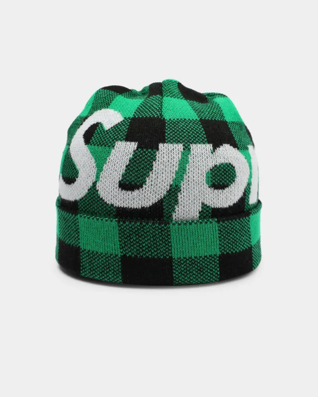 Supreme Big Logo Beanie Green Plaid sold by Culture Kings