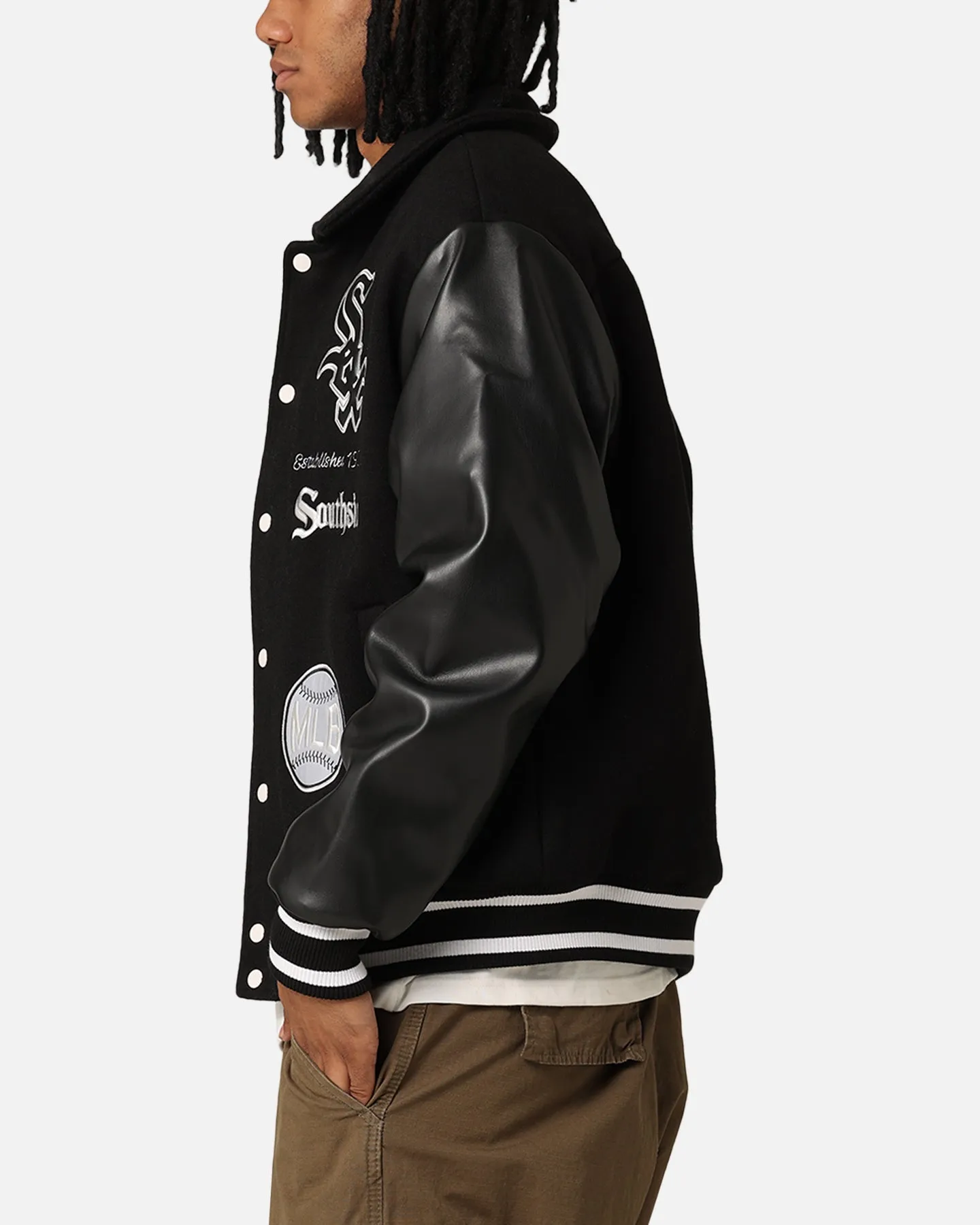 Majestic Athletic Chicago White Sox City PU Melton Letterman Jacket Faded Black sold by Culture Kings product image thumbnail 5