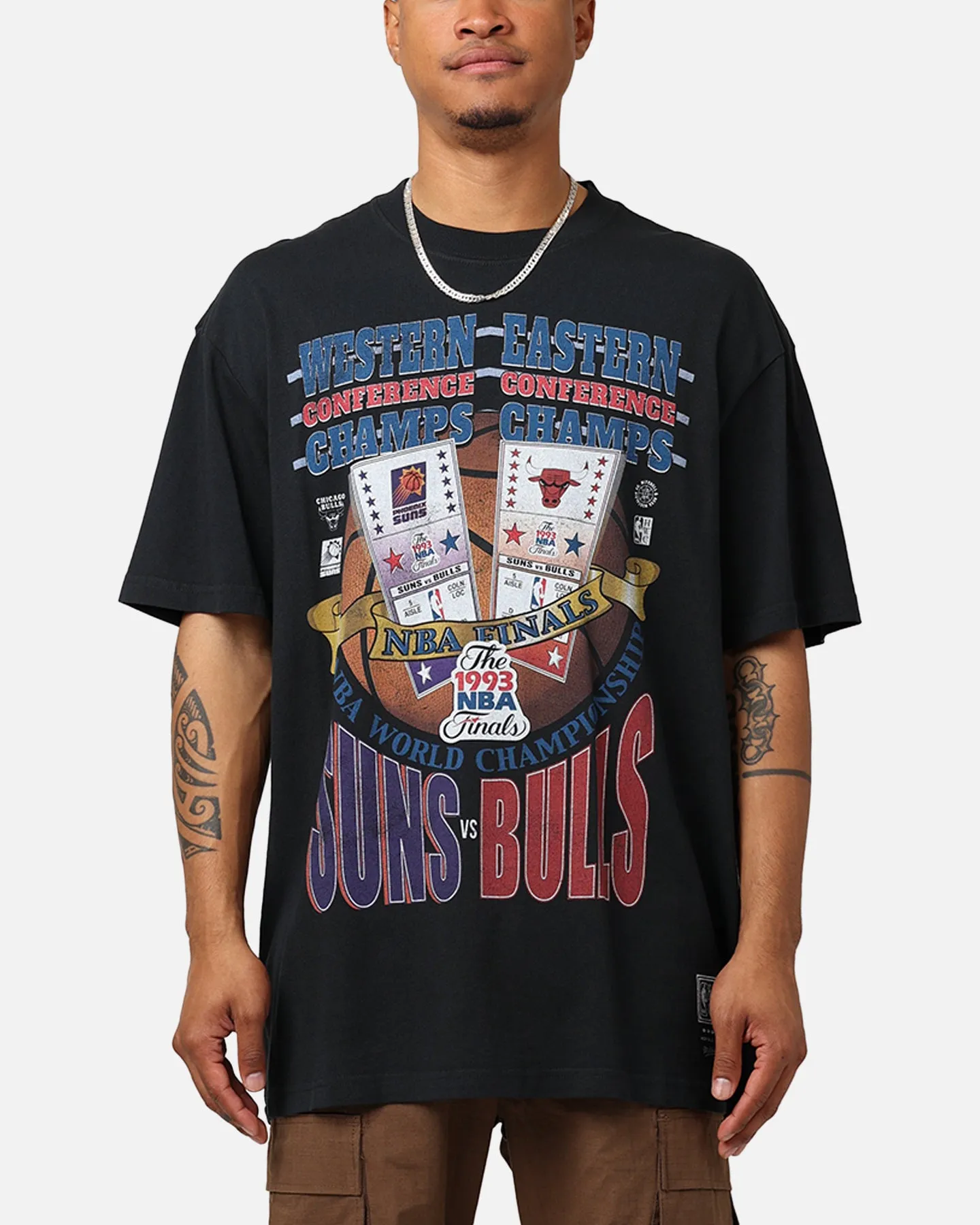 Mitchell & Ness Chicago Bulls Vs. Phoenix Suns T-Shirt Faded Black sold by Culture Kings