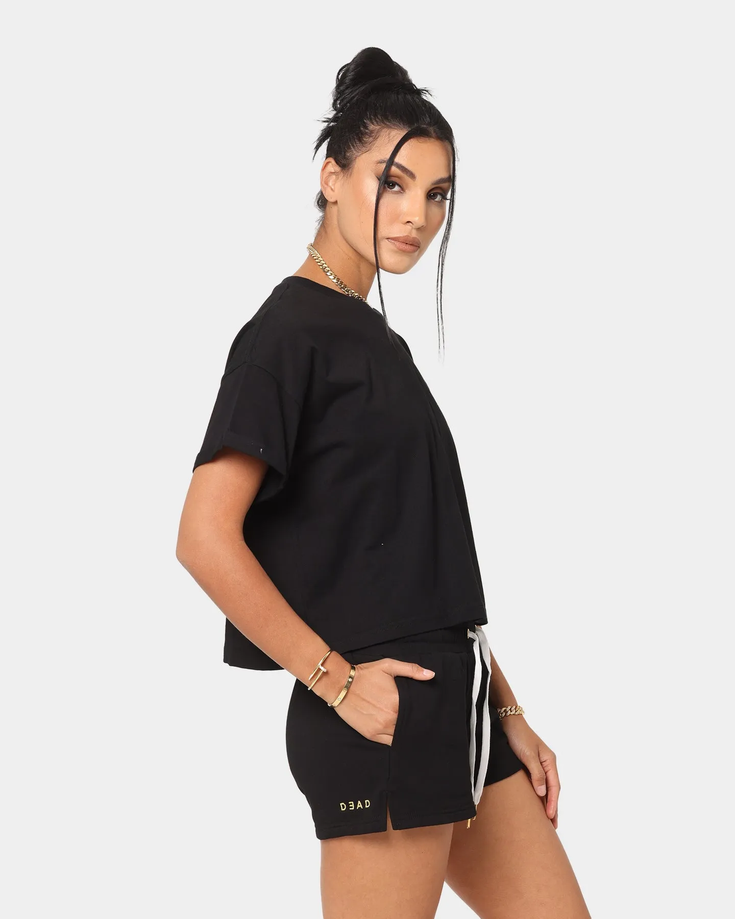 Dead Studios Women's Razor Wire Crop T-Shirt Black Gold sold by Culture Kings product image thumbnail 5