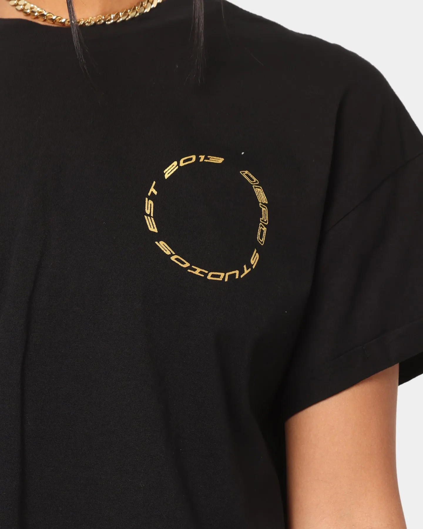 Dead Studios Women's Razor Wire Crop T-Shirt Black Gold sold by Culture Kings product image thumbnail 3