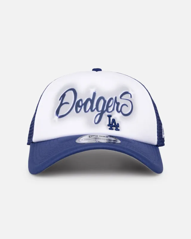 New Era Los Angeles Dodgers 'Airbrush' 9FORTY A-Frame Trucker Snapback White/OTC sold by Culture Kings