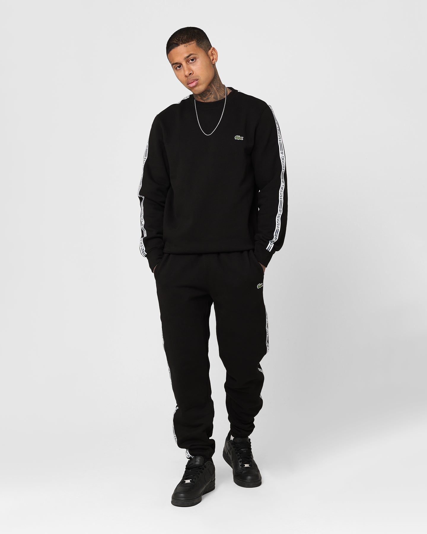 Lacoste Logo Tape Fleece Crewneck Sweatshirt Black sold by Culture Kings product image thumbnail 2