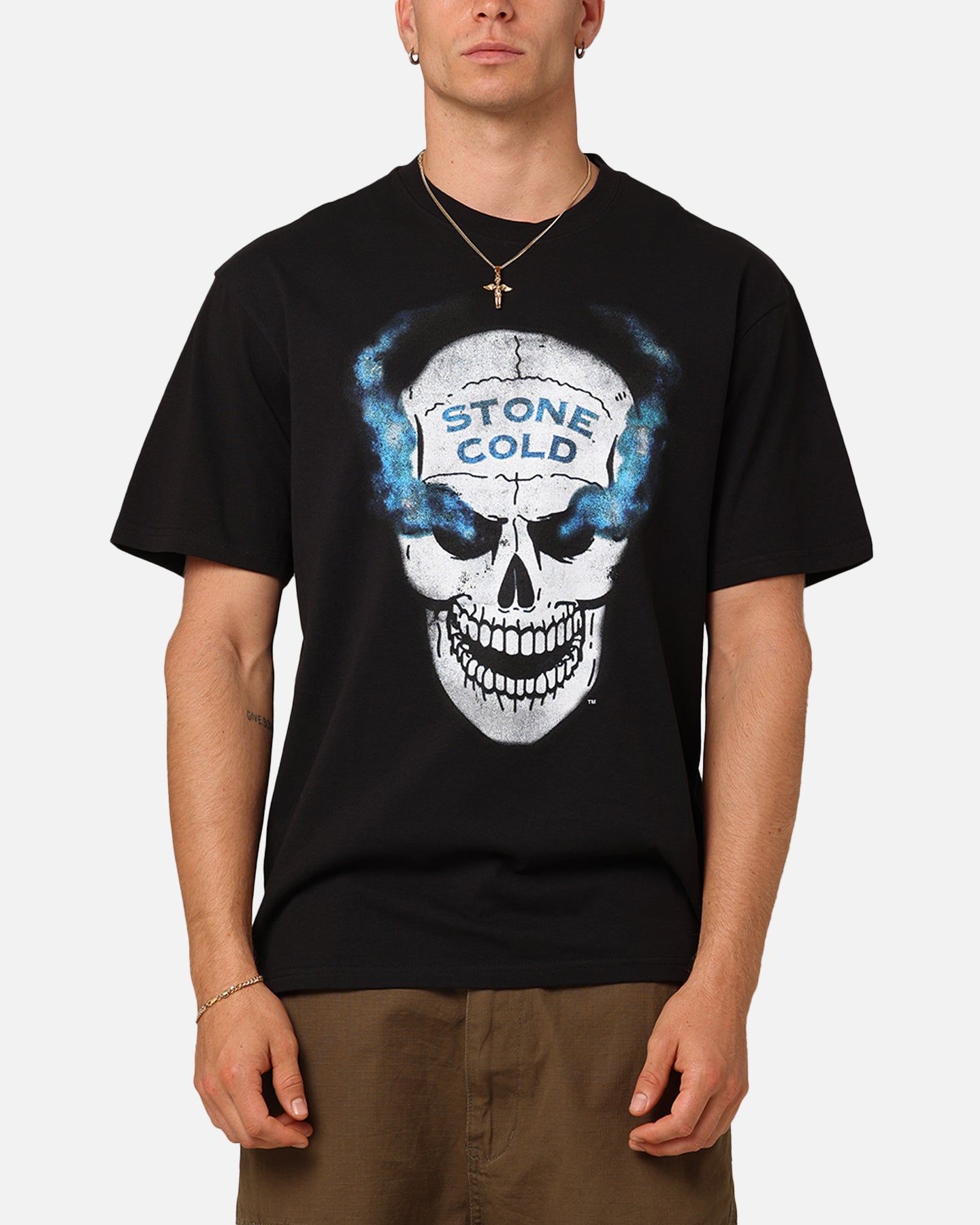 Mitchell & Ness X WWE Stone Cold Steve Austin Skull T-Shirt Overdyed Black sold by Culture Kings