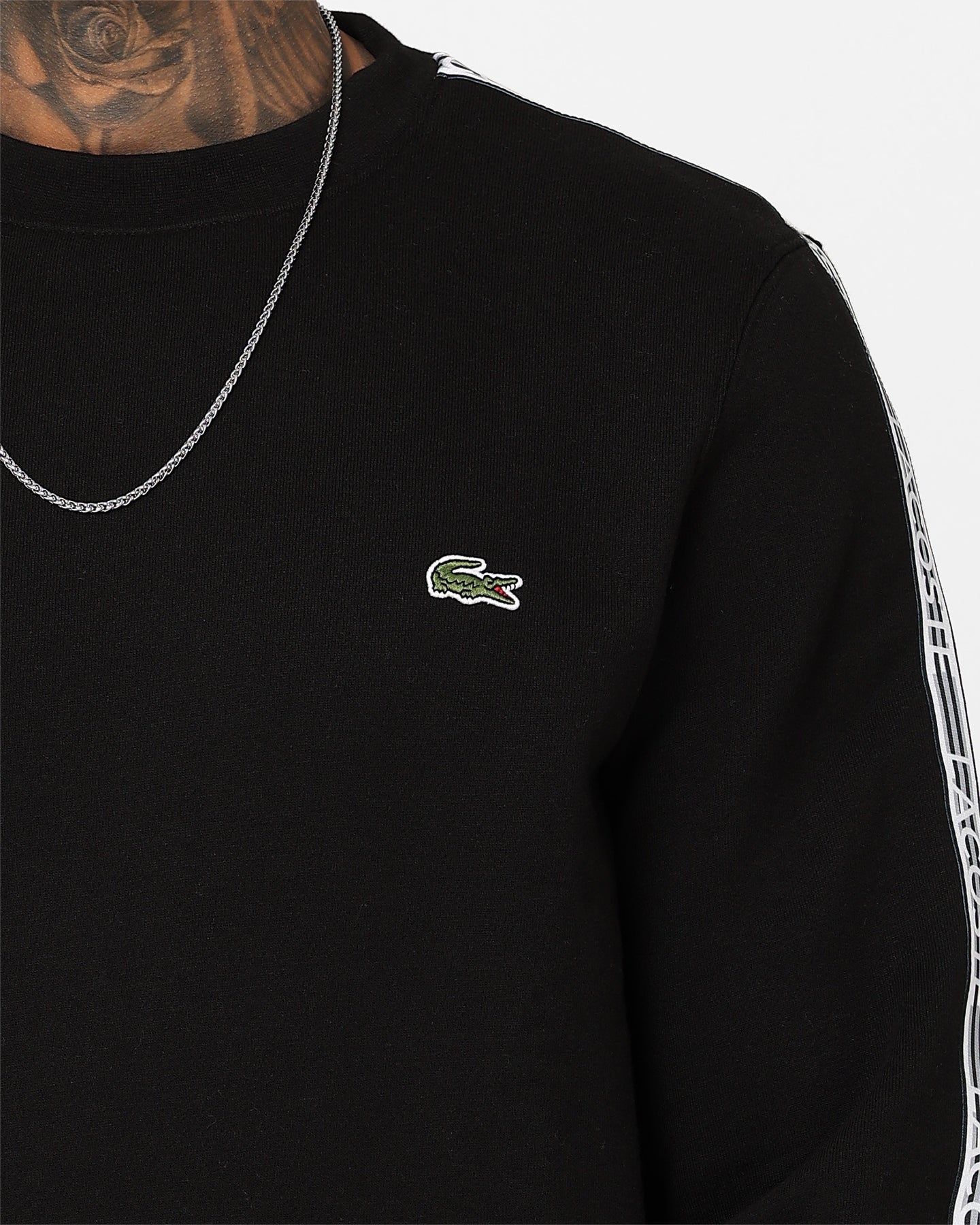 Lacoste Logo Tape Fleece Crewneck Sweatshirt Black sold by Culture Kings product image thumbnail 3