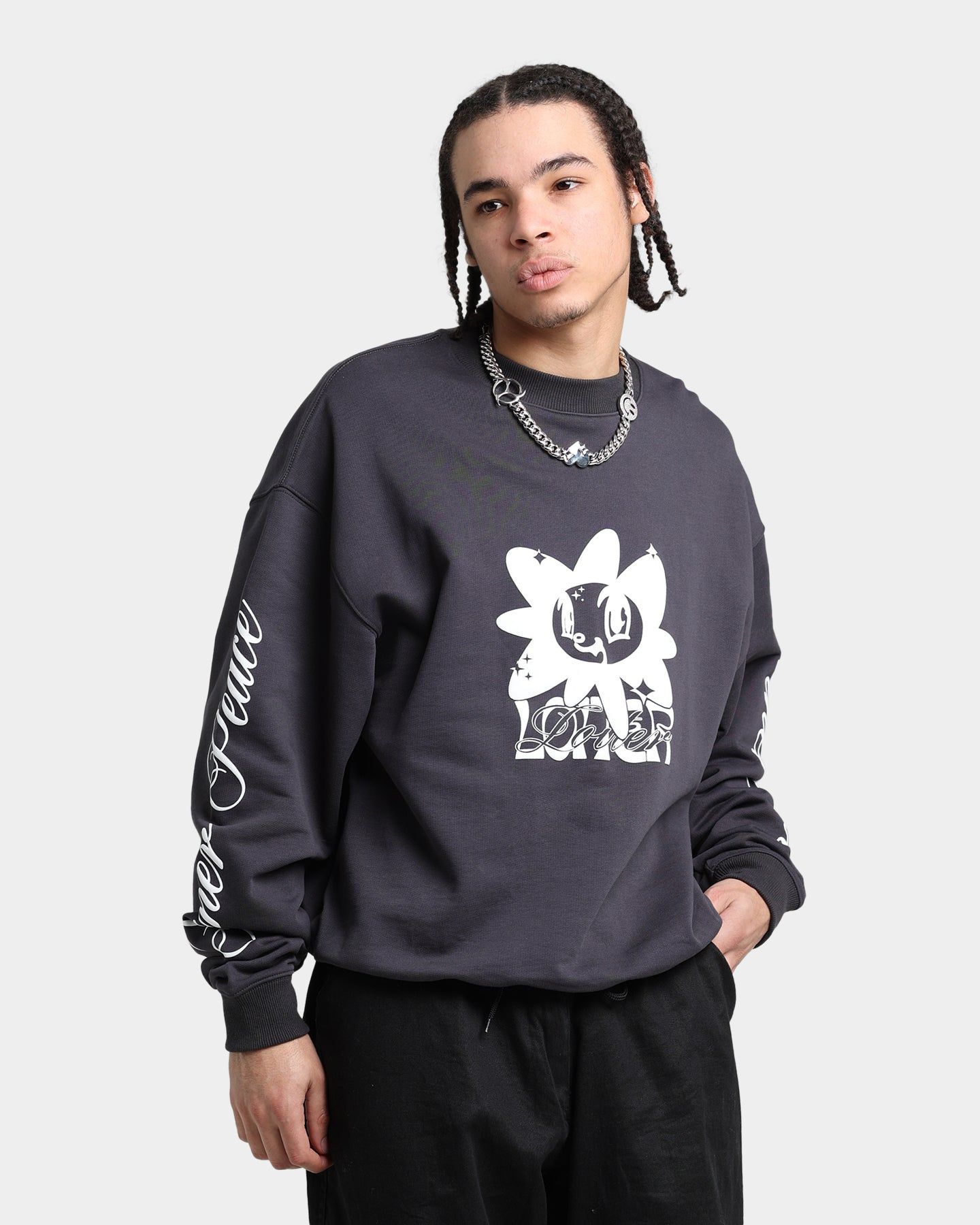 Loiter Utopia Fleur Crewneck Charcoal sold by Culture Kings product image thumbnail 2