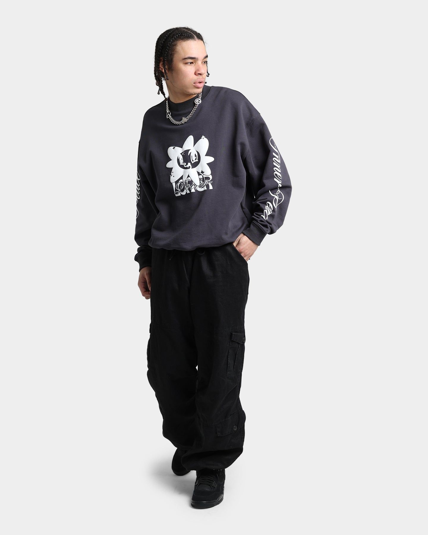 Loiter Utopia Fleur Crewneck Charcoal sold by Culture Kings product image thumbnail 3