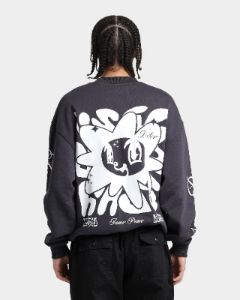 Loiter Utopia Fleur Crewneck Charcoal sold by Culture Kings
