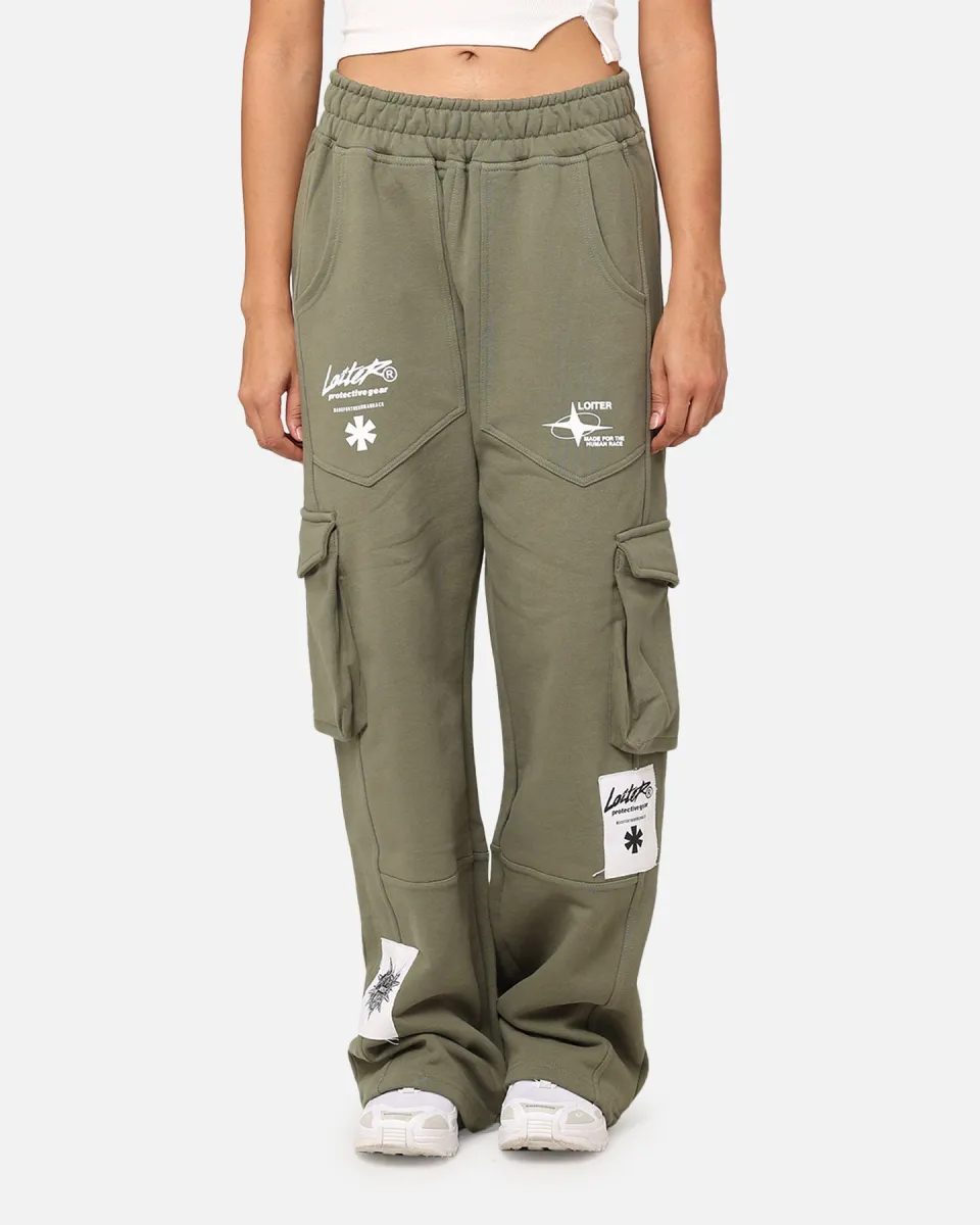 Loiter Utopia Cargo Sweat Pants Khaki Green | Parallel