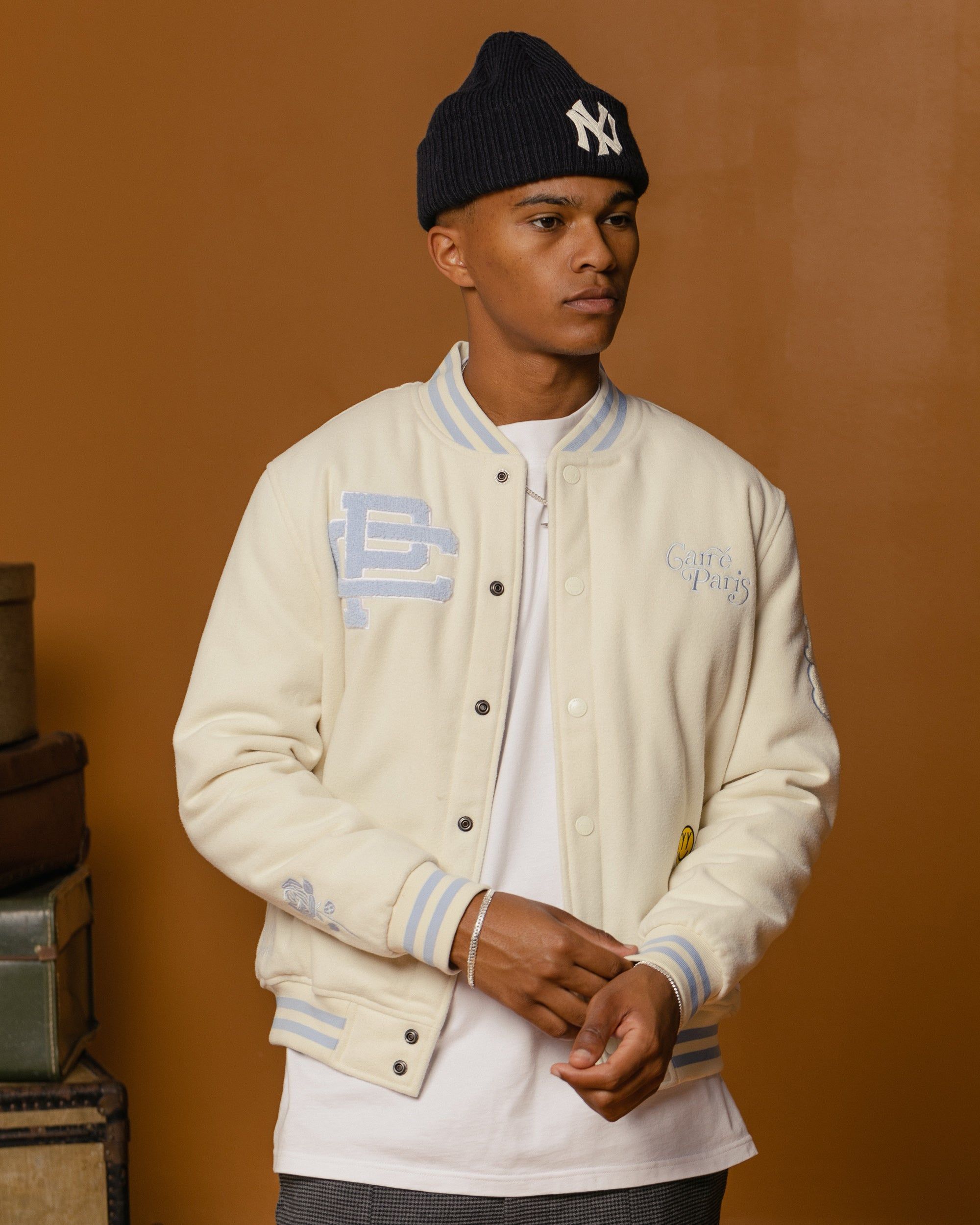 Carre Peace Varsity Jacket Off White/Blue sold by Culture Kings