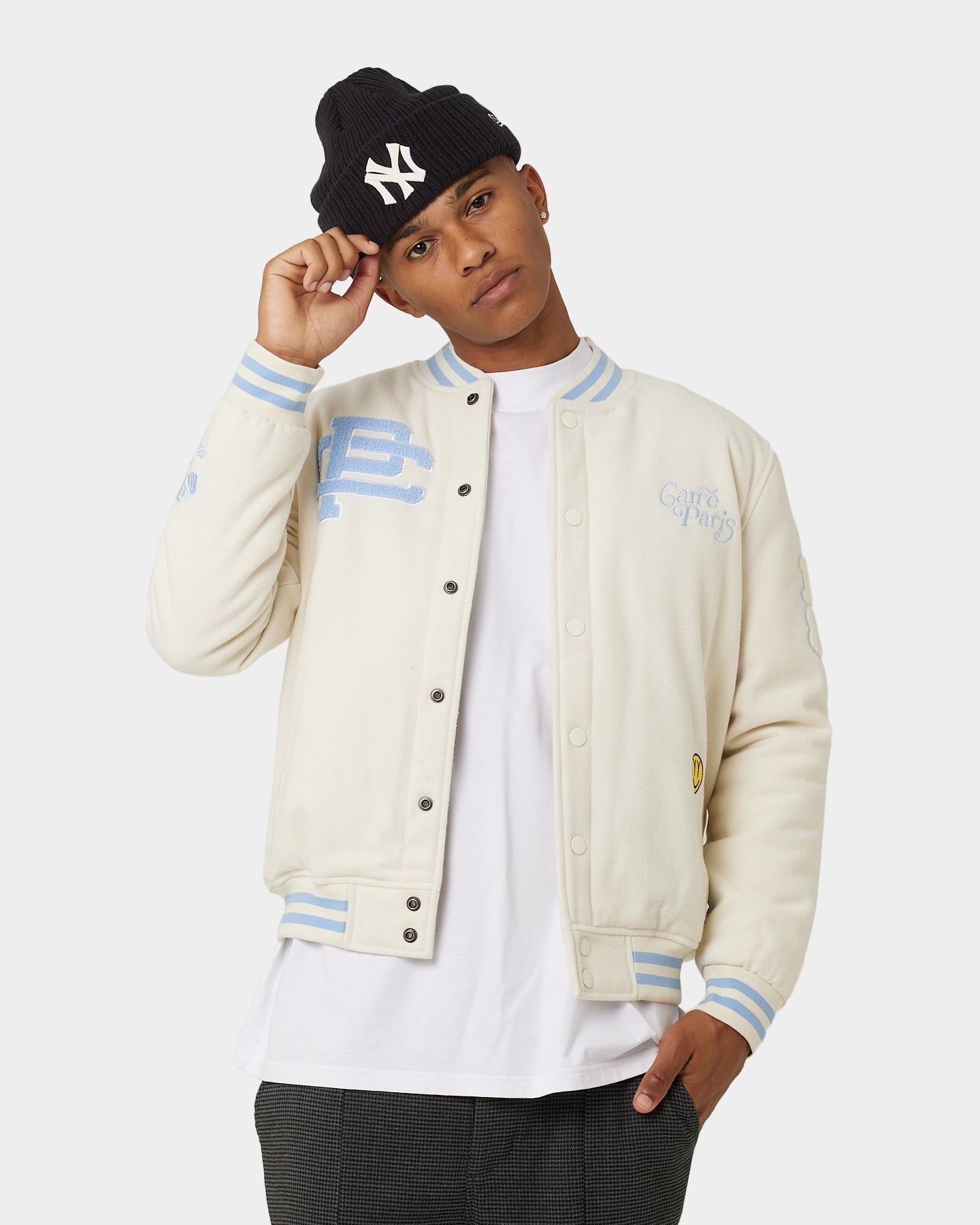 Carre Peace Varsity Jacket Off White/Blue sold by Culture Kings product image thumbnail 3