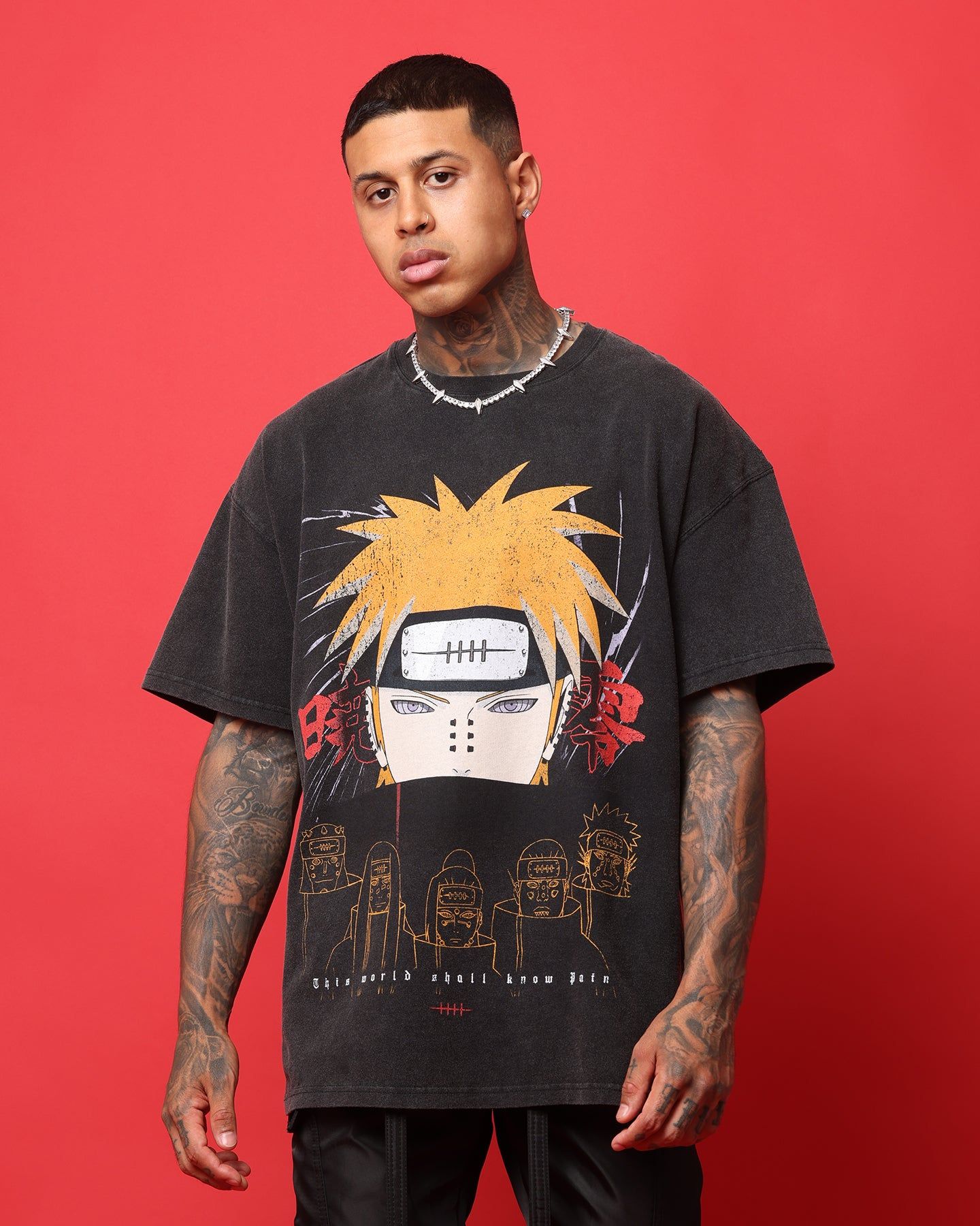 NARUTO ナルトTシャツ 黒 L goat Crew 正規 オフィシャル Goat Crew X Naruto Pain Heavyweight Vintage T-Shirt Vintage