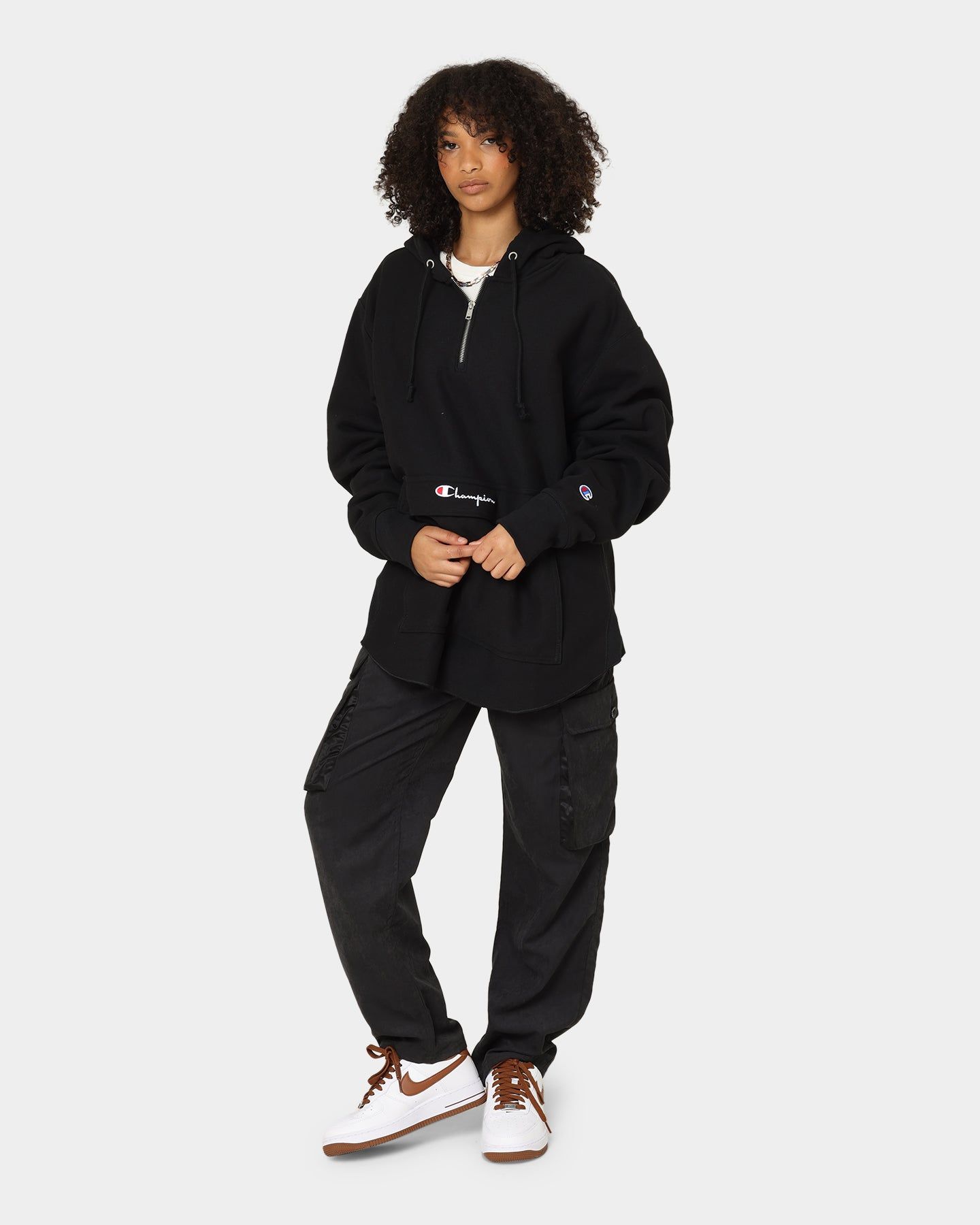 Champion Reverse Weave Boxy Anorak Hoodie Black sold by Culture Kings product image thumbnail 2